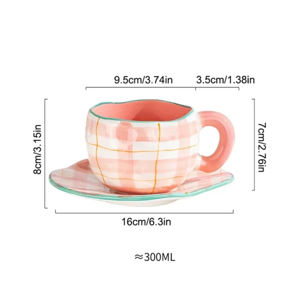 12 styles Creative Cute Ceramic mug Espresso Coffee Cup with Saucer Hand Pinched Irregular Flower Clouds Breakfast Milk Tea Cups 6
