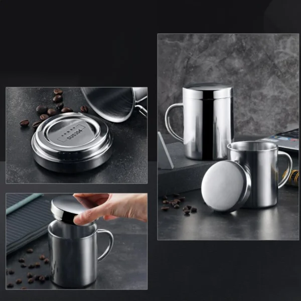 400/260/210ML 304 Stainless Steel Coffee Mug Double Insulation Drinking Cup Tea Cup with Lid 4