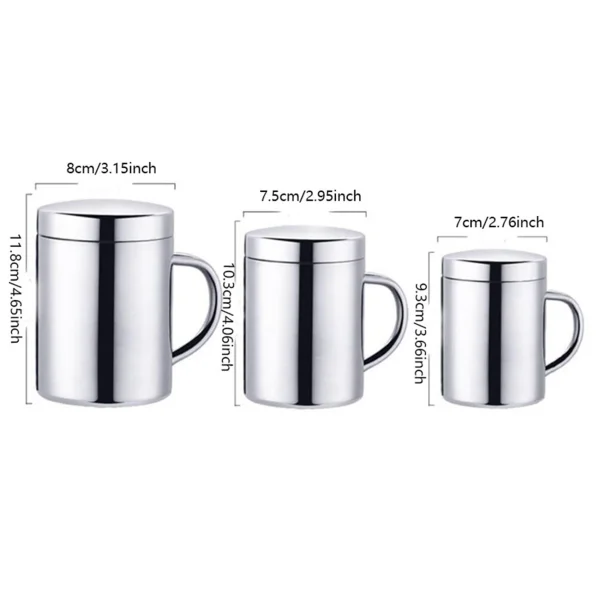 400/260/210ML 304 Stainless Steel Coffee Mug Double Insulation Drinking Cup Tea Cup with Lid 6
