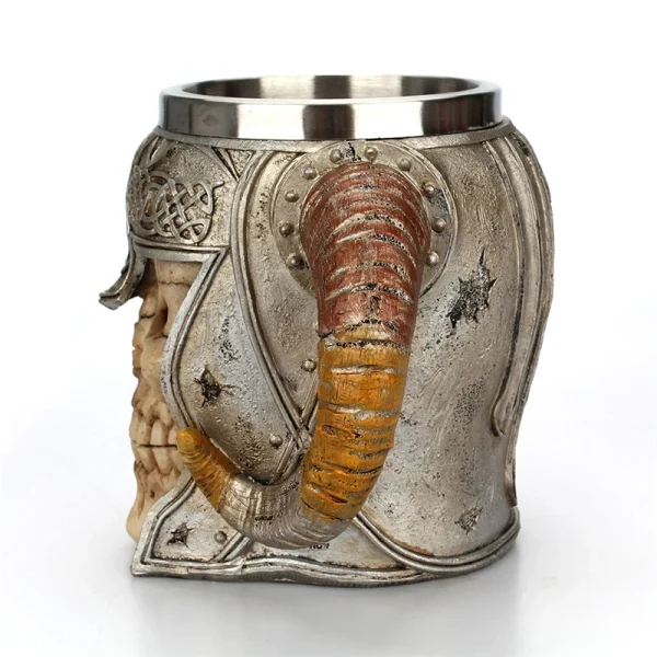 600ml Viking Skull Mug Stainless Steel Coffee Mugs Travel Cup Horn Drinking Tea Mug Halloween Mug Decoration Ceramic Tiki Mug 4