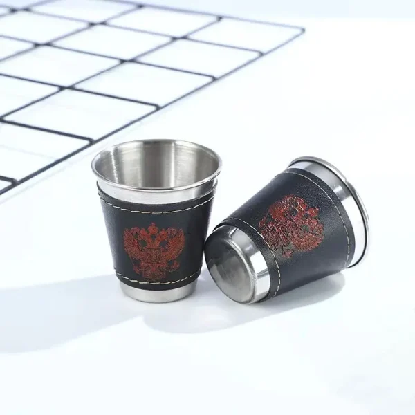4Pcs 70ml Stainless Steel Shot Glasses with Leather Case Espresso Shot Cups Barware Drinking Vessel Camping Home Restaurant Mug 4