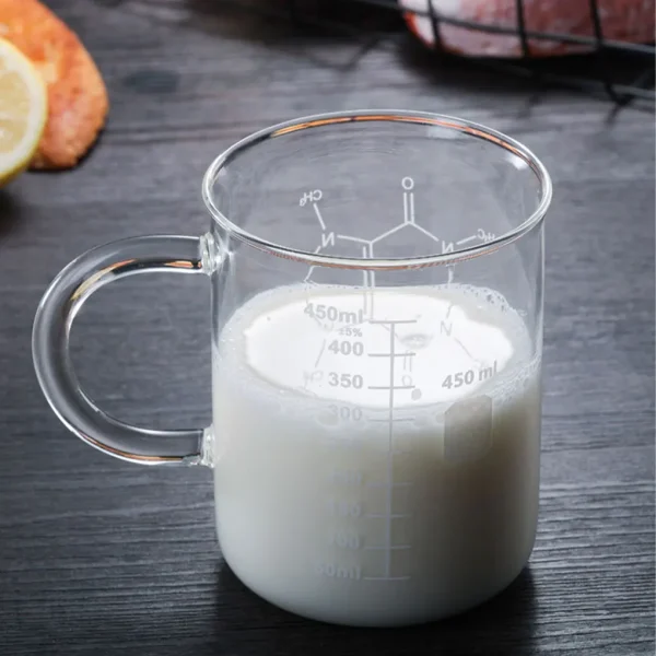 450ML Multifunction Beaker Mug Borosilicate Glass Cup with Handle and Measuring Scale for Coffee Tea 1