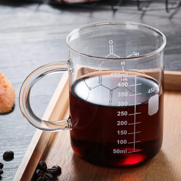 450ML Multifunction Beaker Mug Borosilicate Glass Cup with Handle and Measuring Scale for Coffee Tea 2