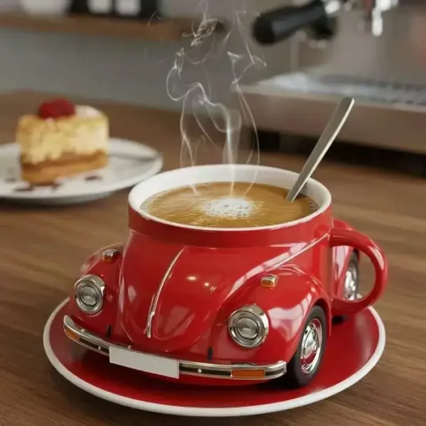 Creative Funny Beetle Shaped Coffee Mug Fashion Unique Handmade Beetle-Shaped Coffee Cup Novelty Car-Shaped Tea Cup for Car Fans 6