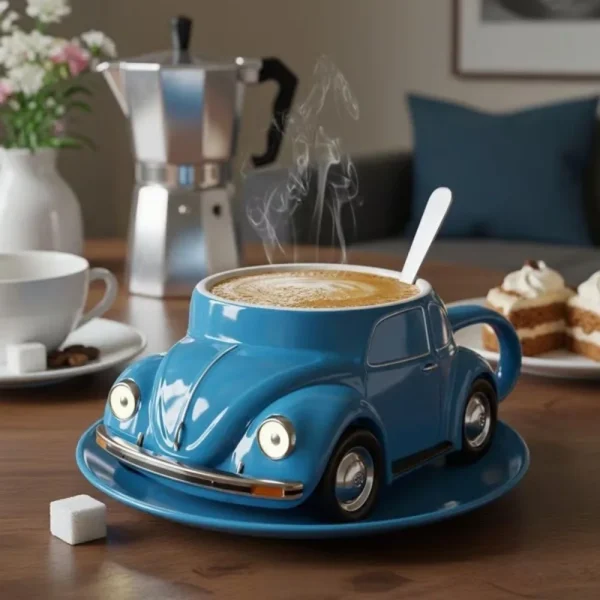 Beetle Shaped Coffee Mug, Handmade Novelty Fun Imaginative Beetle Car Shape Coffee Cup, Creative Gift for Beetle Lovers Suitable 5