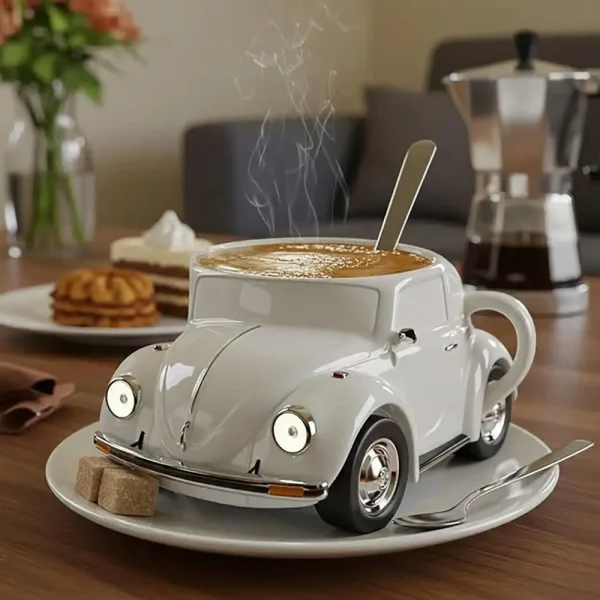 Beetle Shaped Coffee Mug, Handmade Novelty Fun Imaginative Beetle Car Shape Coffee Cup, Creative Gift for Beetle Lovers Suitable 6