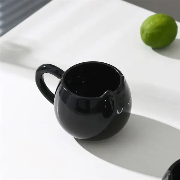 1Pcs Cute Ceramic Cat Shaped Mug, Creative Hand Painted Coffee Milk Tea Cups Novelty Appearance Level Cup Kitchen Table Cupware 4