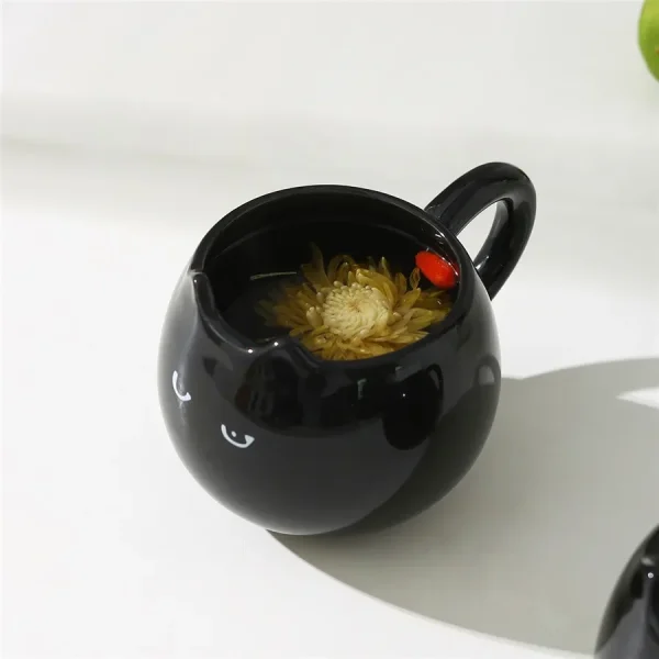1Pcs Cute Ceramic Cat Shaped Mug, Creative Hand Painted Coffee Milk Tea Cups Novelty Appearance Level Cup Kitchen Table Cupware 5
