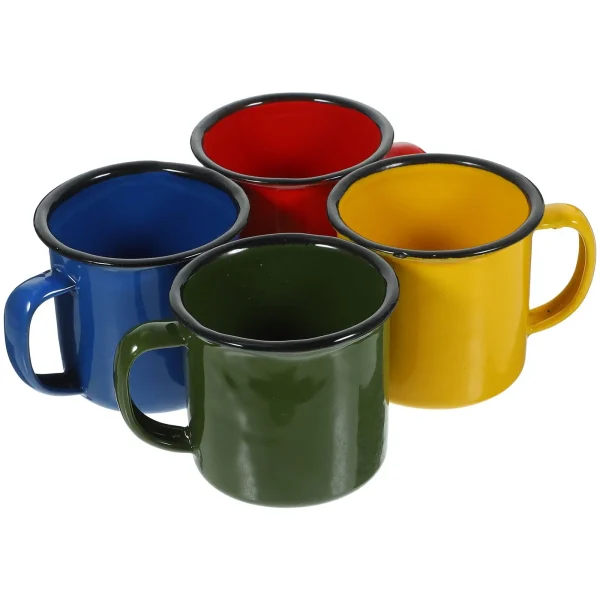 4 Pcs Enamel Mug Colored Retro Cups High Grade Drinkware Household Portable Milk Juice Coffee Outdoor Use Anti Slip 4