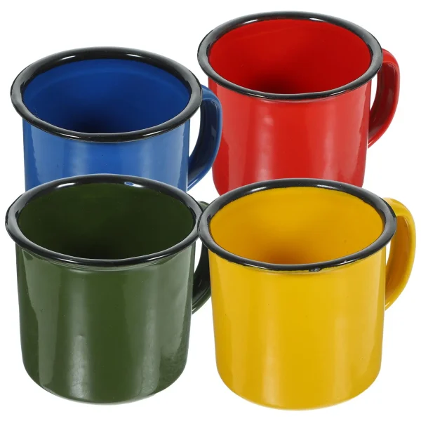 4 Pcs Enamel Mug Colored Retro Cups High Grade Drinkware Household Portable Milk Juice Coffee Outdoor Use Anti Slip 5