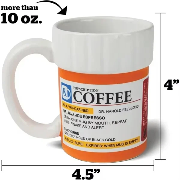 Ceramic Coffee Cup, Medicine Bottle Modeling Mug,Prescription Coffee Mug,Ceramic Pill Bottle Cup,Unique Novelty Shape 2