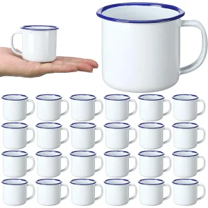 Mini Enamel Camping Coffee Mugs 4Oz Metal Small Classic Portable White Campfire Mugs Bulk Vintage Cups for Coffee Tea Milk 1