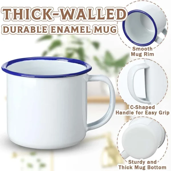 Mini Enamel Camping Coffee Mugs 4Oz Metal Small Classic Portable White Campfire Mugs Bulk Vintage Cups for Coffee Tea Milk 3