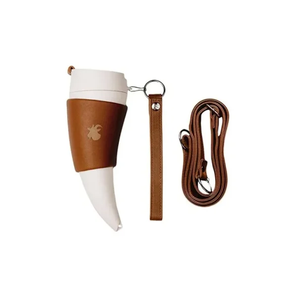 8ozGoat Horns Mug Drinking  Viking Mead  Black/White Stainless Steel  Cup,Faux Leather,  Coffee Mug with Lid 1