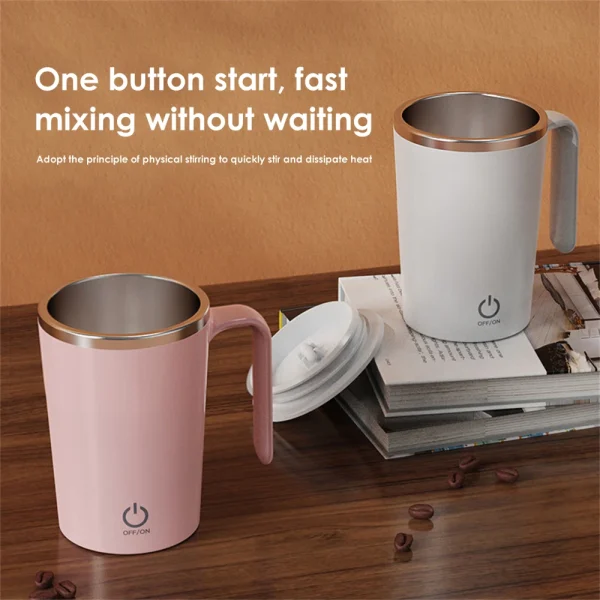 400ml Automatic Stirring Mug Coffee Milk Juice Mixing Cup Electric Stainless Steel Lazy Rotating Mug Magnetic Stirring Cup 2