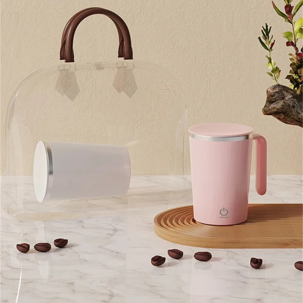 400ml Automatic Stirring Mug Coffee Milk Juice Mixing Cup Electric Stainless Steel Lazy Rotating Mug Magnetic Stirring Cup 3