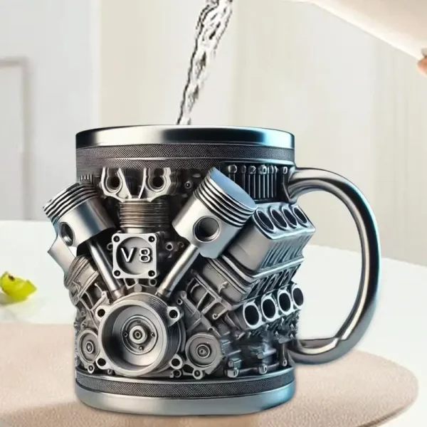 V8 Engines Stainless Steel Coffee Mug Creative Resin Water Cup Funny V6 Engines Wine Cup Coffee Cup Water Container Accessories 2