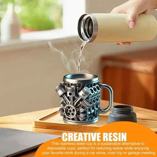 V8 Engines Stainless Steel Coffee Mug Creative Resin Water Cup Funny V6 Engines Wine Cup Coffee Cup Water Container Accessories 3