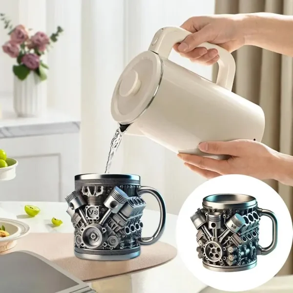 V8 Engines Stainless Steel Coffee Mug Creative Resin Water Cup Funny V6 Engines Wine Cup Coffee Cup Water Container Accessories 5