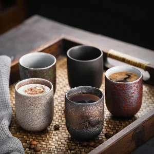 125ML Japanese Vintage Stoneware Kung Fu Teacup Espresso Mug Ceramic Household Water Cup 1