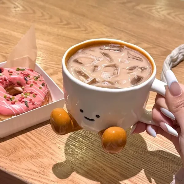 Cartoon Couple Ceramic Mug Creative Coffee Milk Tea Water Cup Cute Children Breakfast Cup Household Drinkware 2