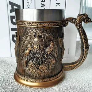 Odin Resin Stainless Steel Mug Warrior Beer Steins Danegeld Tankard Coffee Cup Tea Tumbler Drinkware Pub Decor Viking Beer Glass 1