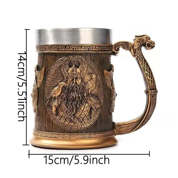 Odin Resin Stainless Steel Mug Warrior Beer Steins Danegeld Tankard Coffee Cup Tea Tumbler Drinkware Pub Decor Viking Beer Glass 2