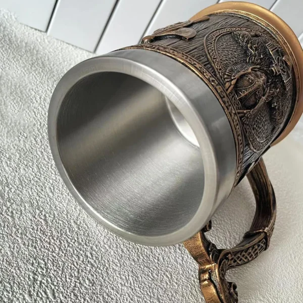 Odin Resin Stainless Steel Mug Warrior Beer Steins Danegeld Tankard Coffee Cup Tea Tumbler Drinkware Pub Decor Viking Beer Glass 3