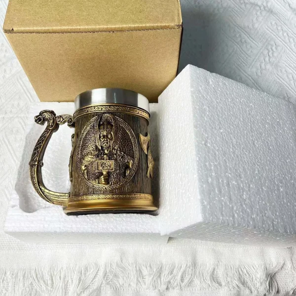 Odin Resin Stainless Steel Mug Warrior Beer Steins Danegeld Tankard Coffee Cup Tea Tumbler Drinkware Pub Decor Viking Beer Glass 4
