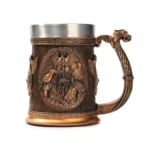 Odin Resin Stainless Steel Mug Warrior Beer Steins Danegeld Tankard Coffee Cup Tea Tumbler Drinkware Pub Decor Viking Beer Glass 5