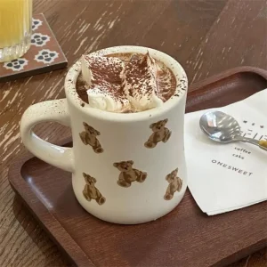 Thickened Cream White Mug Cute Bear Cartoon Ceramic Cup with Handle Milk Cup Coffee Cup Modern Simple Universal Water Cups 1
