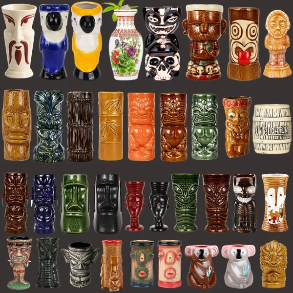 Hawaii Ceramic Tiki Mug Creative Porcelain Beer Wine Mug Party Cocktail Glass Cup Bar Tool 1