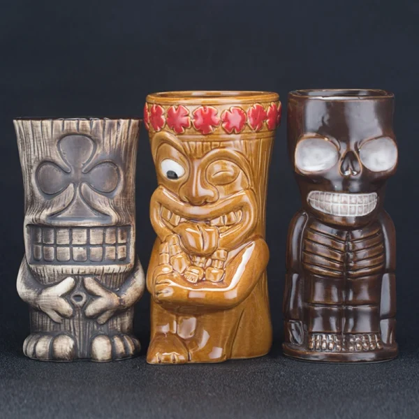 Hawaii Ceramic Tiki Mug Creative Porcelain Beer Wine Mug Party Cocktail Glass Cup Bar Tool 2
