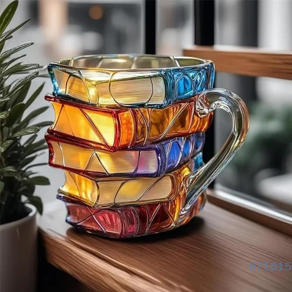 Painted Book Mug 11oz Novelty 3d Painted Books Coffee Mug Unique Colorful Resin Books Stack Coffee Cup Collection Gifts 4