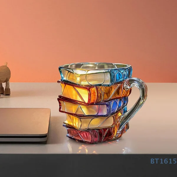 Painted Book Mug 11oz Novelty 3d Painted Books Coffee Mug Unique Colorful Resin Books Stack Coffee Cup Collection Gifts 5