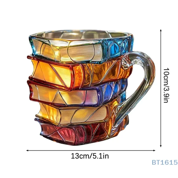 Painted Book Mug 11oz Novelty 3d Painted Books Coffee Mug Unique Colorful Resin Books Stack Coffee Cup Collection Gifts 6