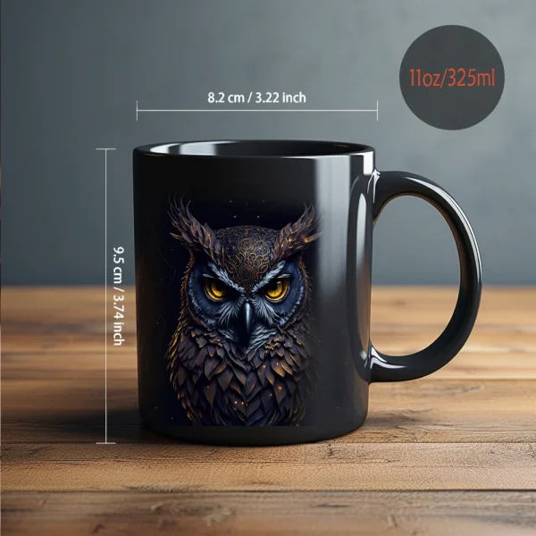 Angry Owl coffee mug for husband, Beer Cup，11oz ,black ceramic 3