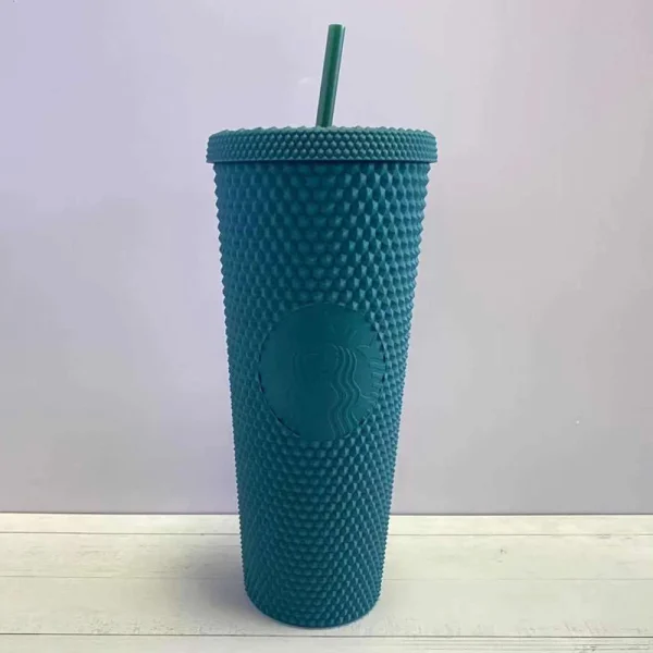Double Layered Plastic Straw Cup For Household Diamond Radiant Water Bottles Coffee Straw Cup Drinks Bottles Mugs 4