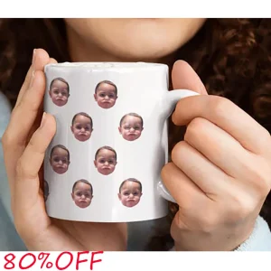Novelty Portrait Mug Face Mug Personalized Custom Dogs Kids Daddy Mom Photo Unique Gift for Father's Day & Mom Funny Face Gift 1