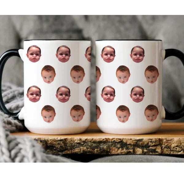 Novelty Portrait Mug Face Mug Personalized Custom Dogs Kids Daddy Mom Photo Unique Gift for Father's Day & Mom Funny Face Gift 2