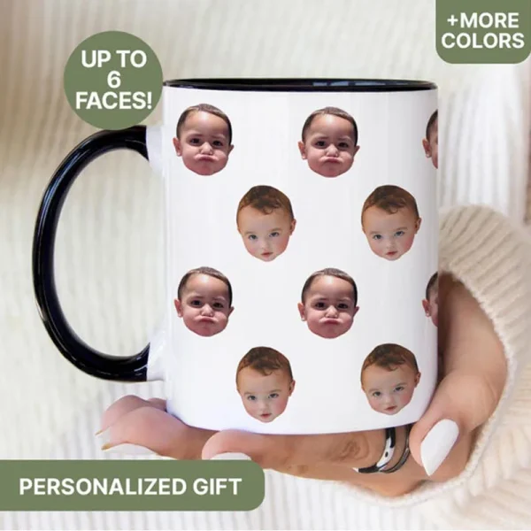 Novelty Portrait Mug Face Mug Personalized Custom Dogs Kids Daddy Mom Photo Unique Gift for Father's Day & Mom Funny Face Gift 3