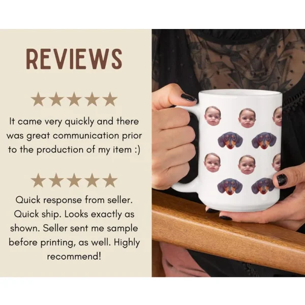 Novelty Portrait Mug Face Mug Personalized Custom Dogs Kids Daddy Mom Photo Unique Gift for Father's Day & Mom Funny Face Gift 6