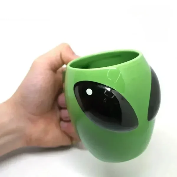 Alien Cup 3D Ceramic Coffee Tea Cup Creative Cartoon Green Glazed Porcelain Water Mug with Handle for Home Office Birthday Gifts 2
