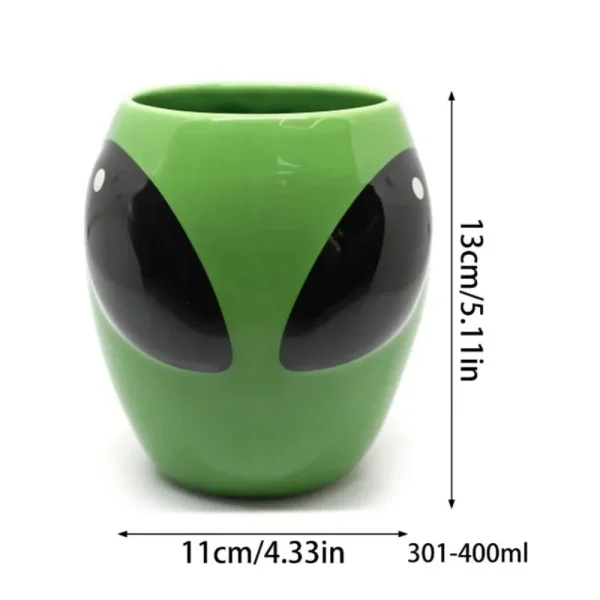 Alien Cup 3D Ceramic Coffee Tea Cup Creative Cartoon Green Glazed Porcelain Water Mug with Handle for Home Office Birthday Gifts 6