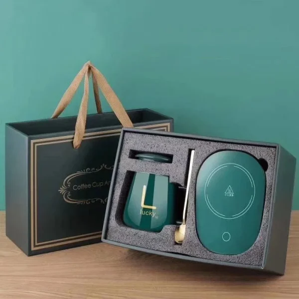 New Ceramic Thermostatic Cup with Spoon with Lid Portable Gift Box Set Coffee Cup Mug School Office Convenient and Practical 1