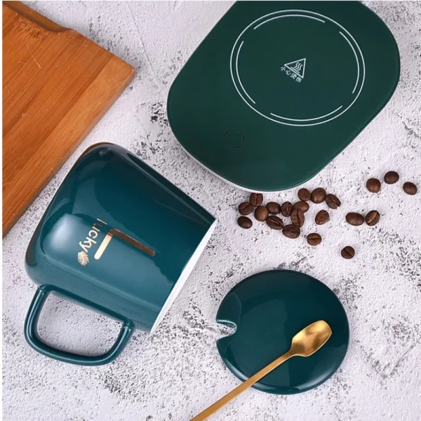 New Ceramic Thermostatic Cup with Spoon with Lid Portable Gift Box Set Coffee Cup Mug School Office Convenient and Practical 2