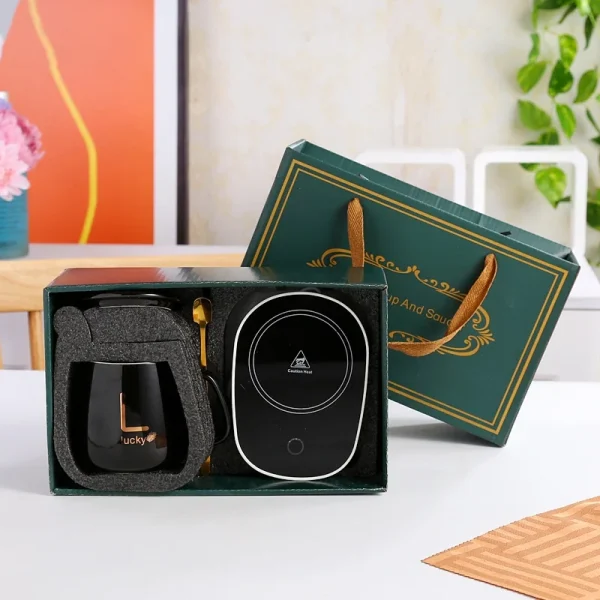 New Ceramic Thermostatic Cup with Spoon with Lid Portable Gift Box Set Coffee Cup Mug School Office Convenient and Practical 5