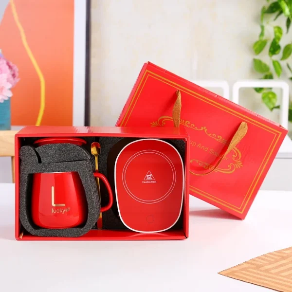 New Ceramic Thermostatic Cup with Spoon with Lid Portable Gift Box Set Coffee Cup Mug School Office Convenient and Practical 6