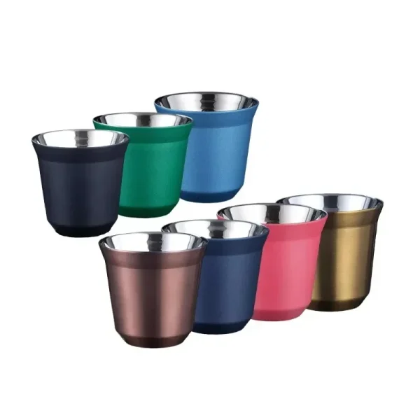 80ml Double Wall Stainless Steel Espresso Cup  Nespresso Pixie Insulation Coffee CupShape Cute  Capsule Thermo Cup Coffee Mugs 1