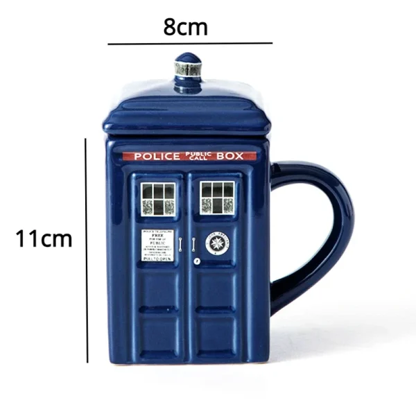 1pc 450ml Creative Police Box Mug Funny Ceramic Coffee Tea Cup with Gift Box Milk Drink Breakfast Cup Birthday Gift Mug with Lid 6